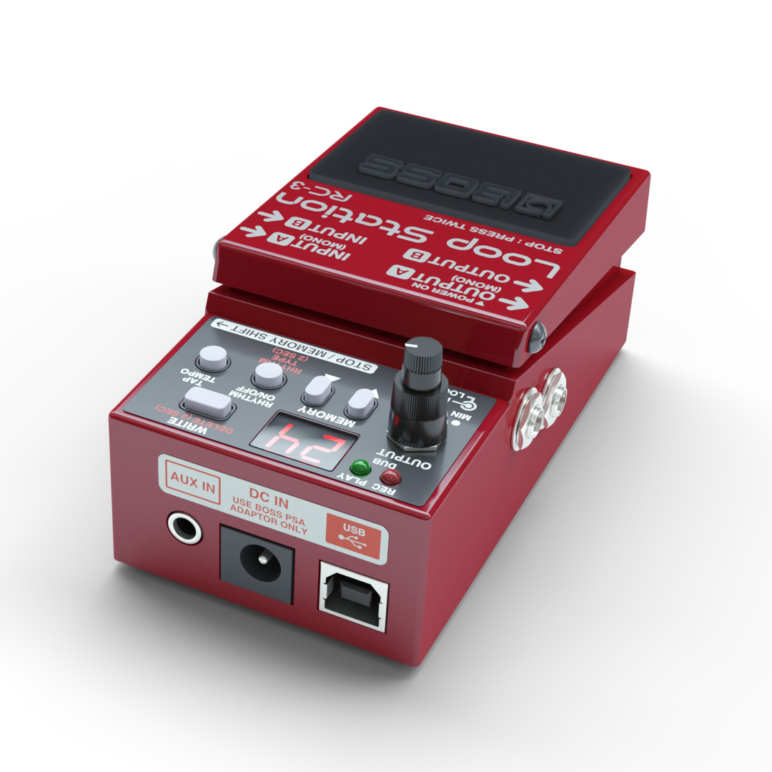 3D visualization of a guitar RC-3 loop station pedal